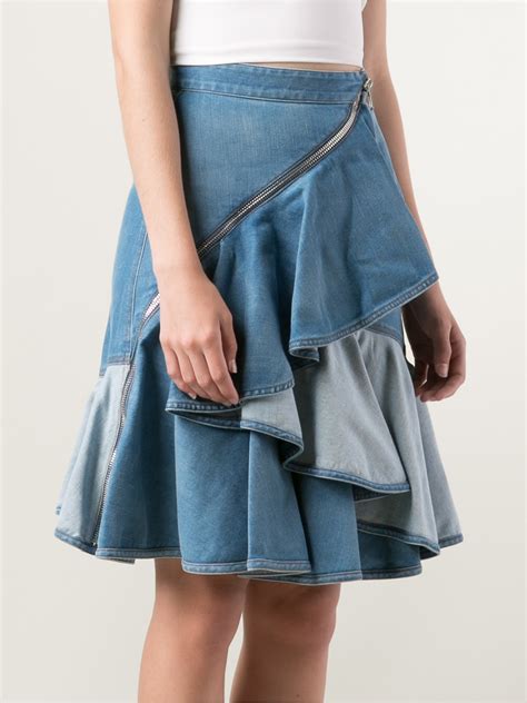 givenchy short flared denim skirt|Skirt in denim with slit .